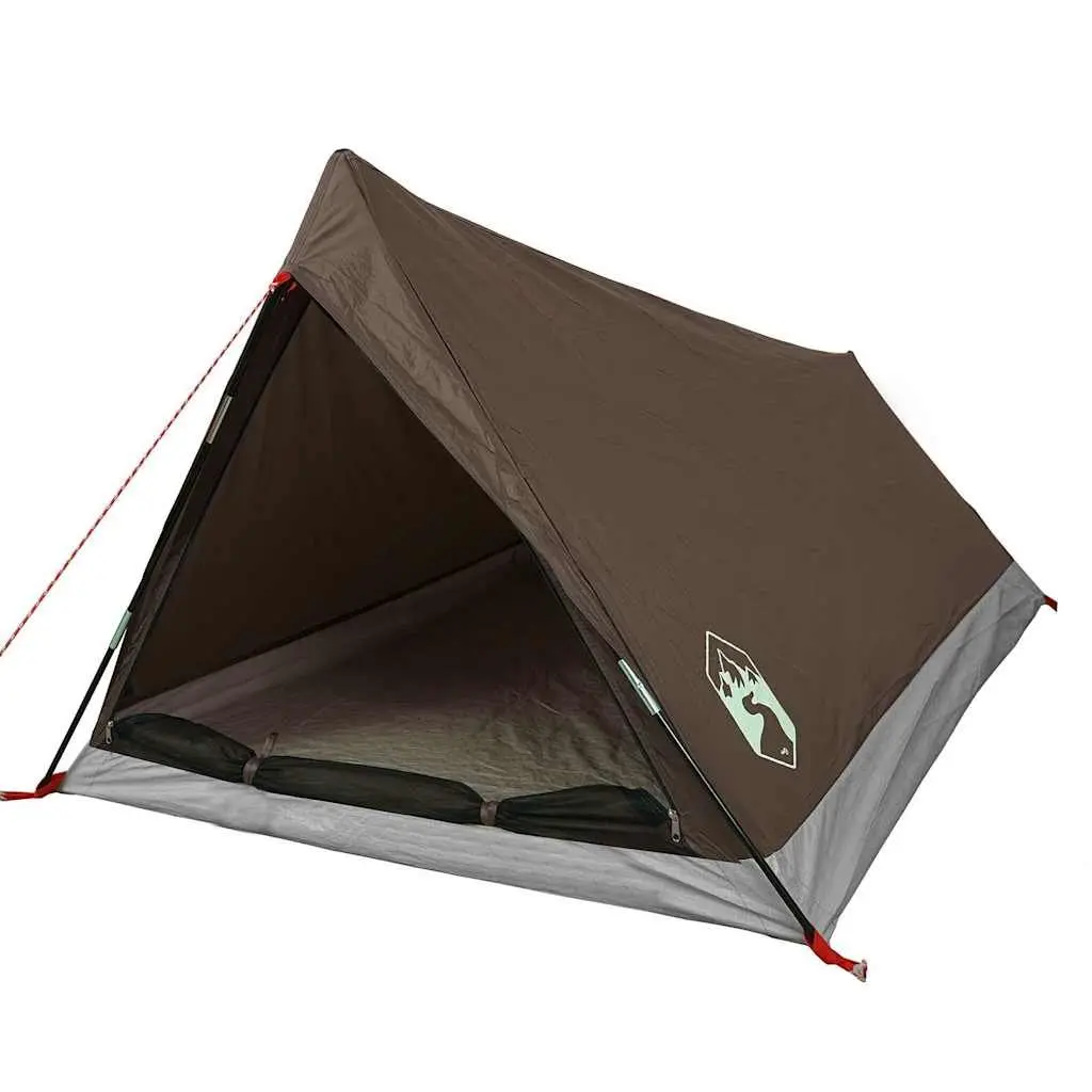 Camping Tent 2-Person Waterproof Brown Mosquito Protection Mesh Ventilation