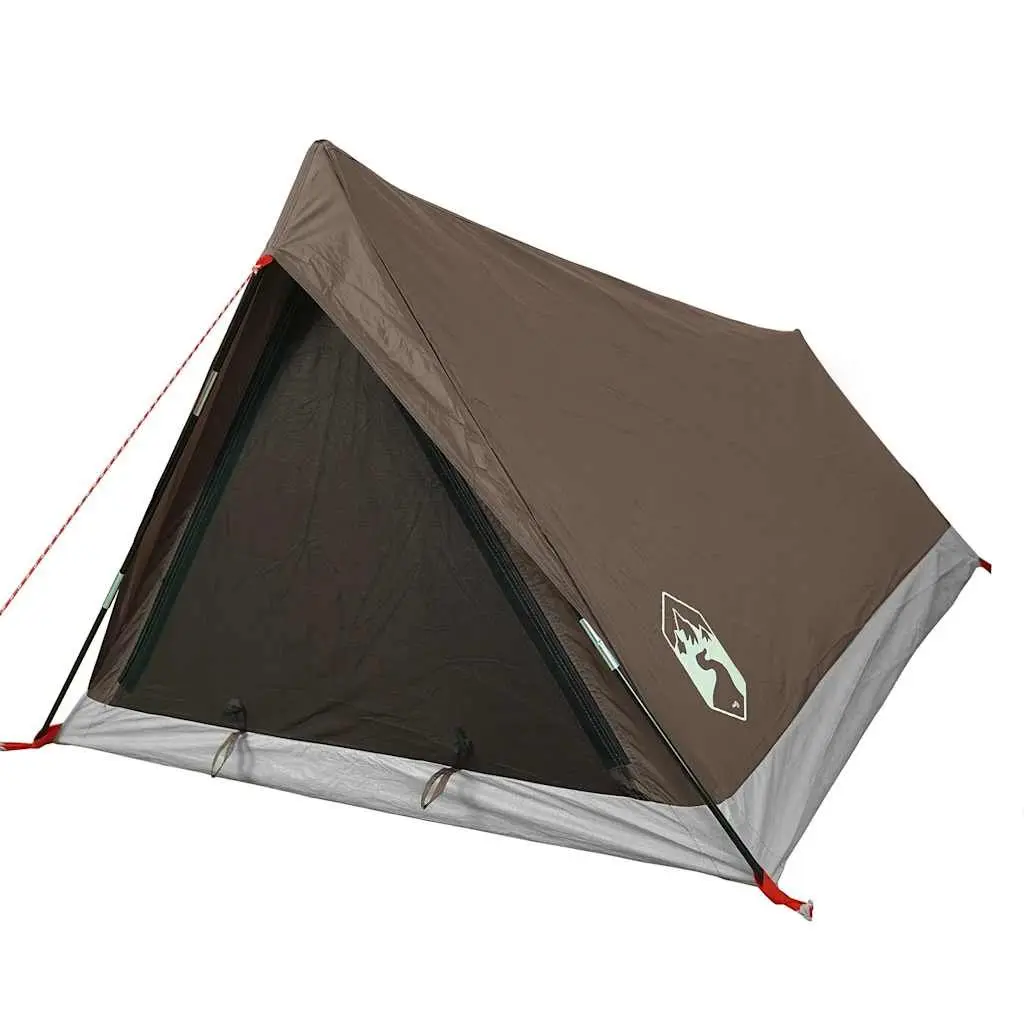 Camping Tent 2-Person Waterproof Brown Mosquito Protection Mesh Ventilation