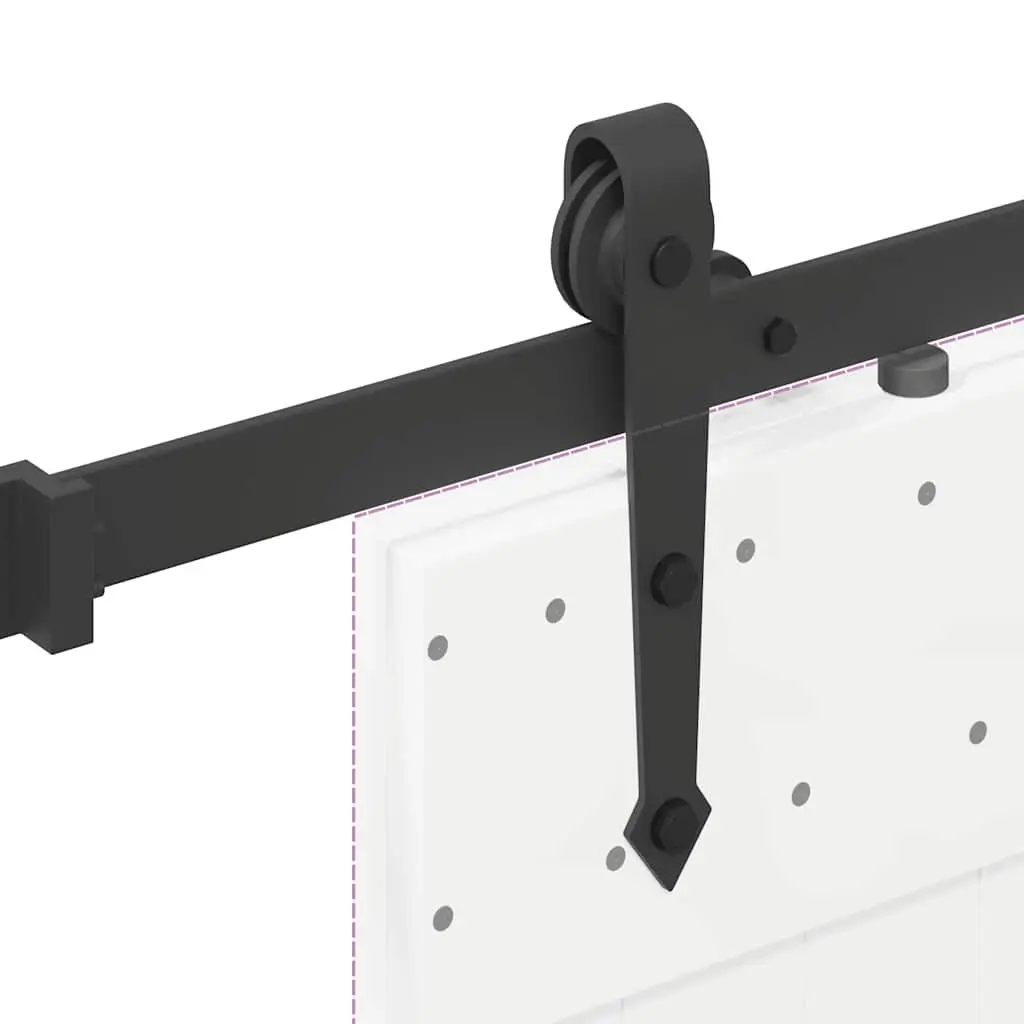 Sliding Door Hardware Kit Steel Track Rail System 152.5cm Black