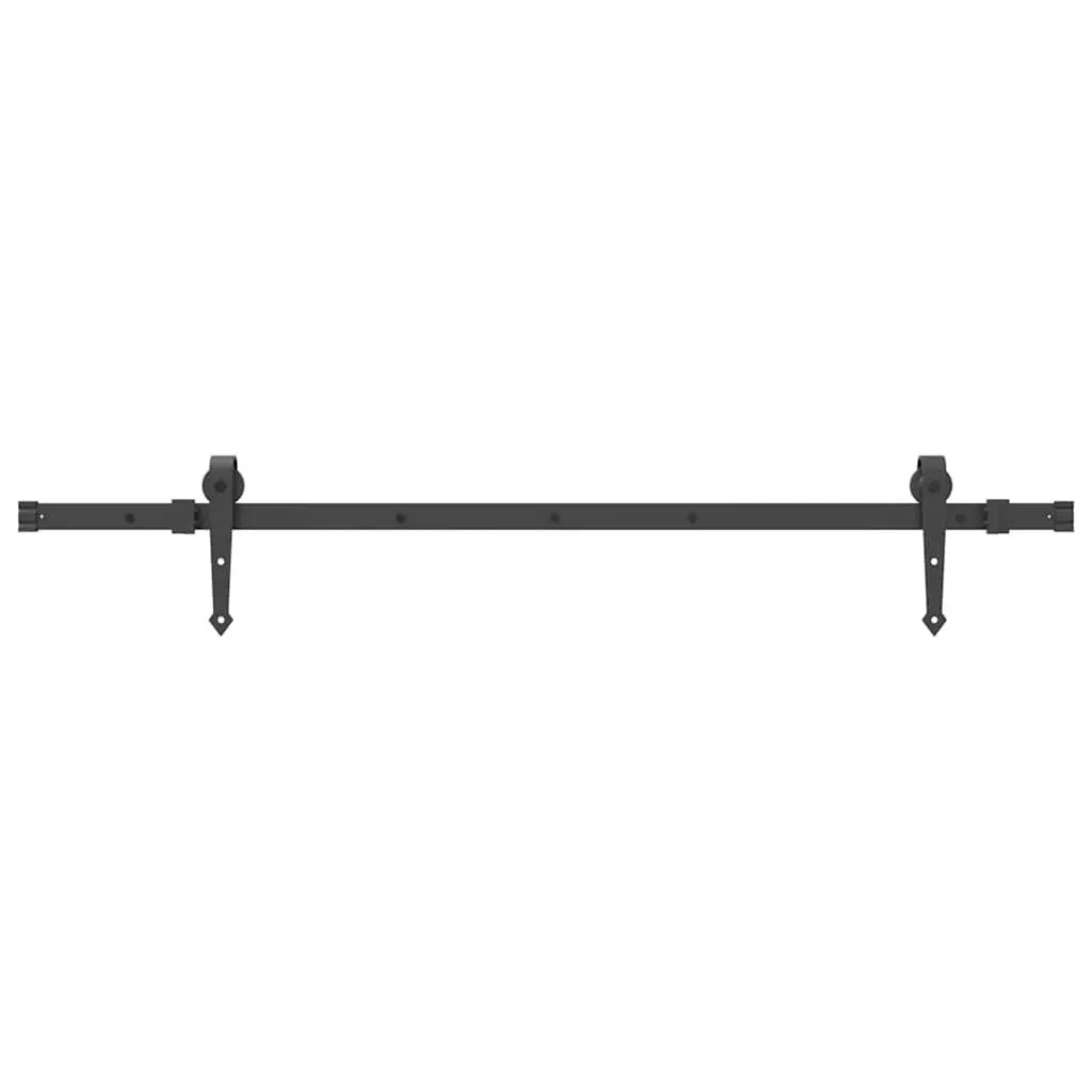 Sliding Door Hardware Kit Steel Track Rail System 152.5cm Black