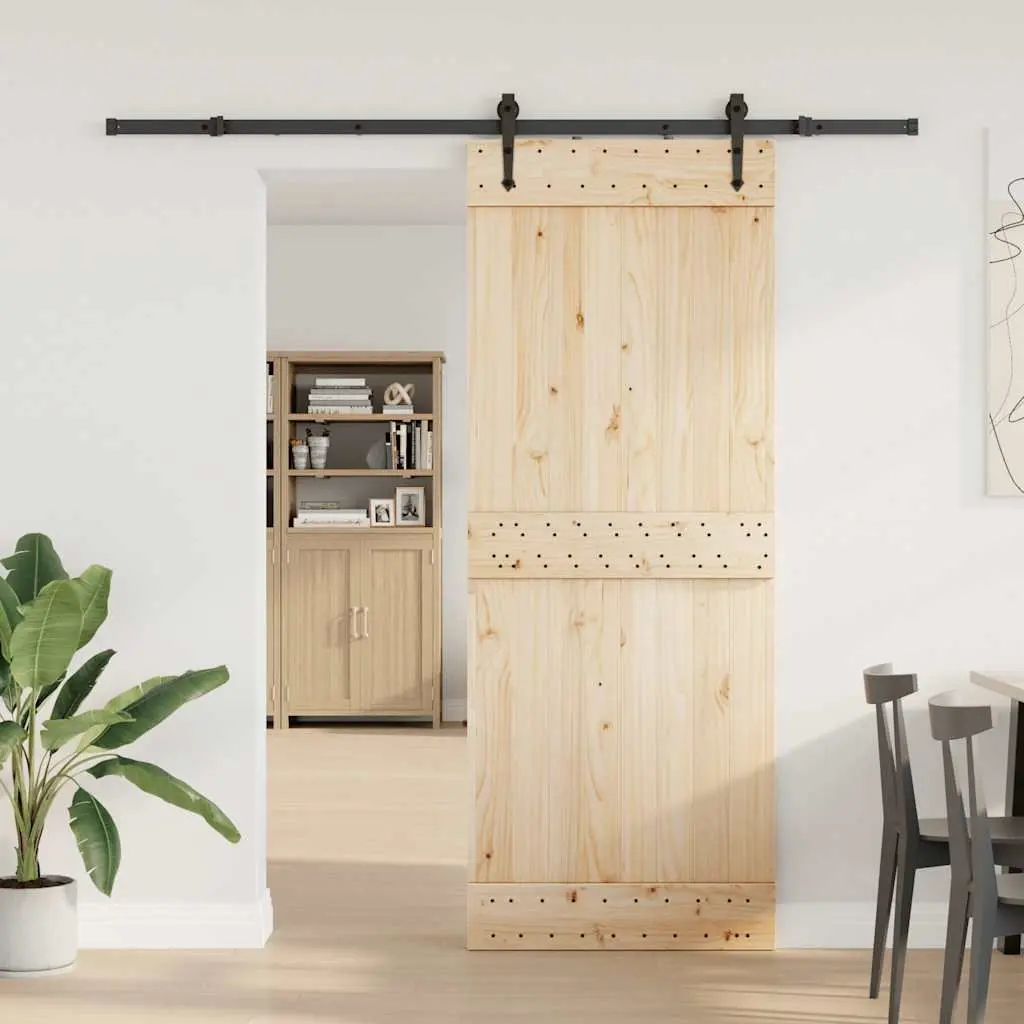 Sliding Door Hardware Kit 213.5cm Steel Track Rail System Black