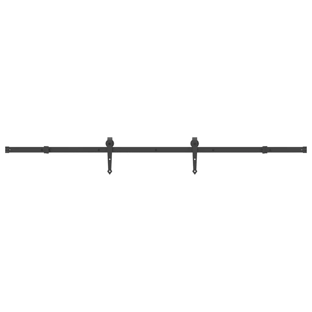 Sliding Door Hardware Kit 213.5cm Steel Track Rail System Black