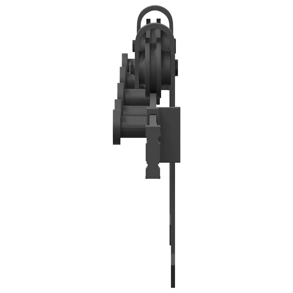 Sliding Door Hardware Kit 213.5cm Steel Track Rail System Black