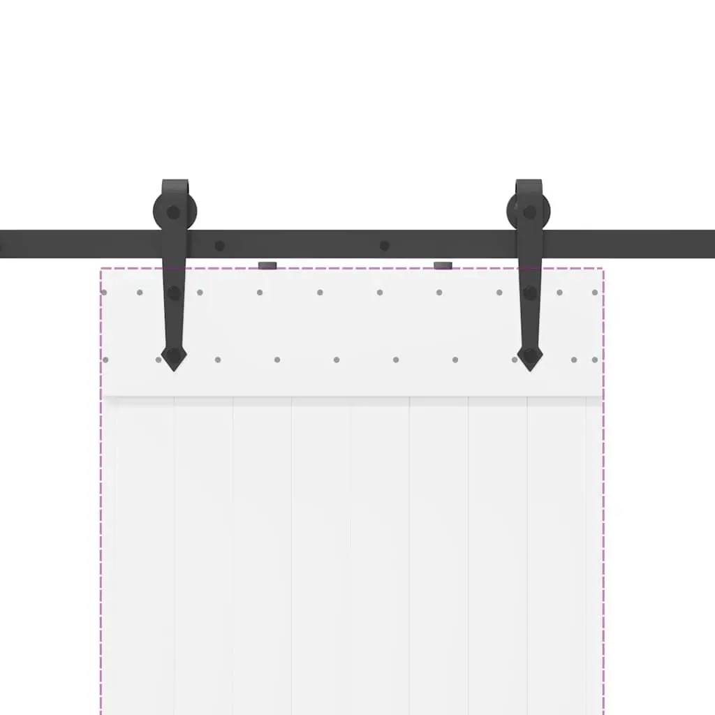 Sliding Door Hardware Kit 213.5cm Steel Track Rail System Black