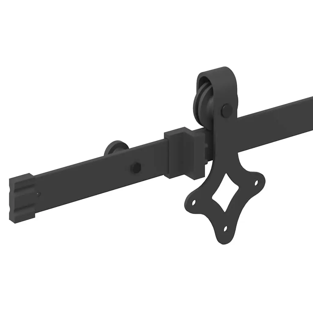 Sliding Door Hardware Kit 152.5cm Steel Track Rail System Black