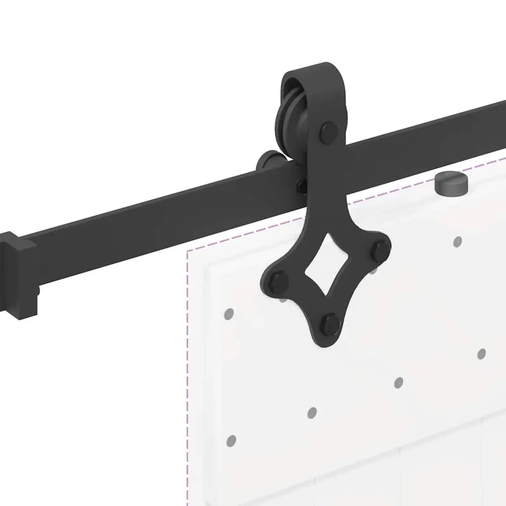 Steel Track Sliding Door Hardware Kit 213.5cm Black System for Interior Use