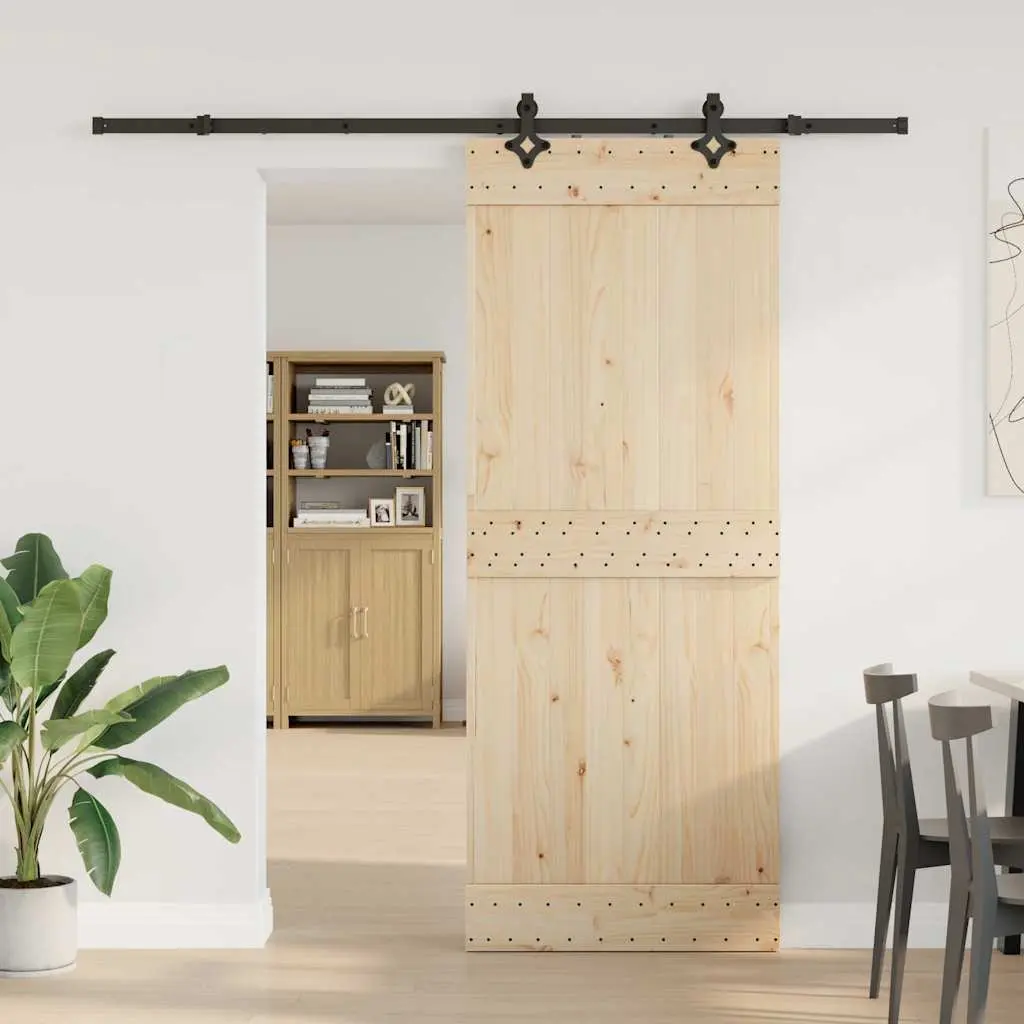 Steel Track Sliding Door Hardware Kit 213.5cm Black System for Interior Use