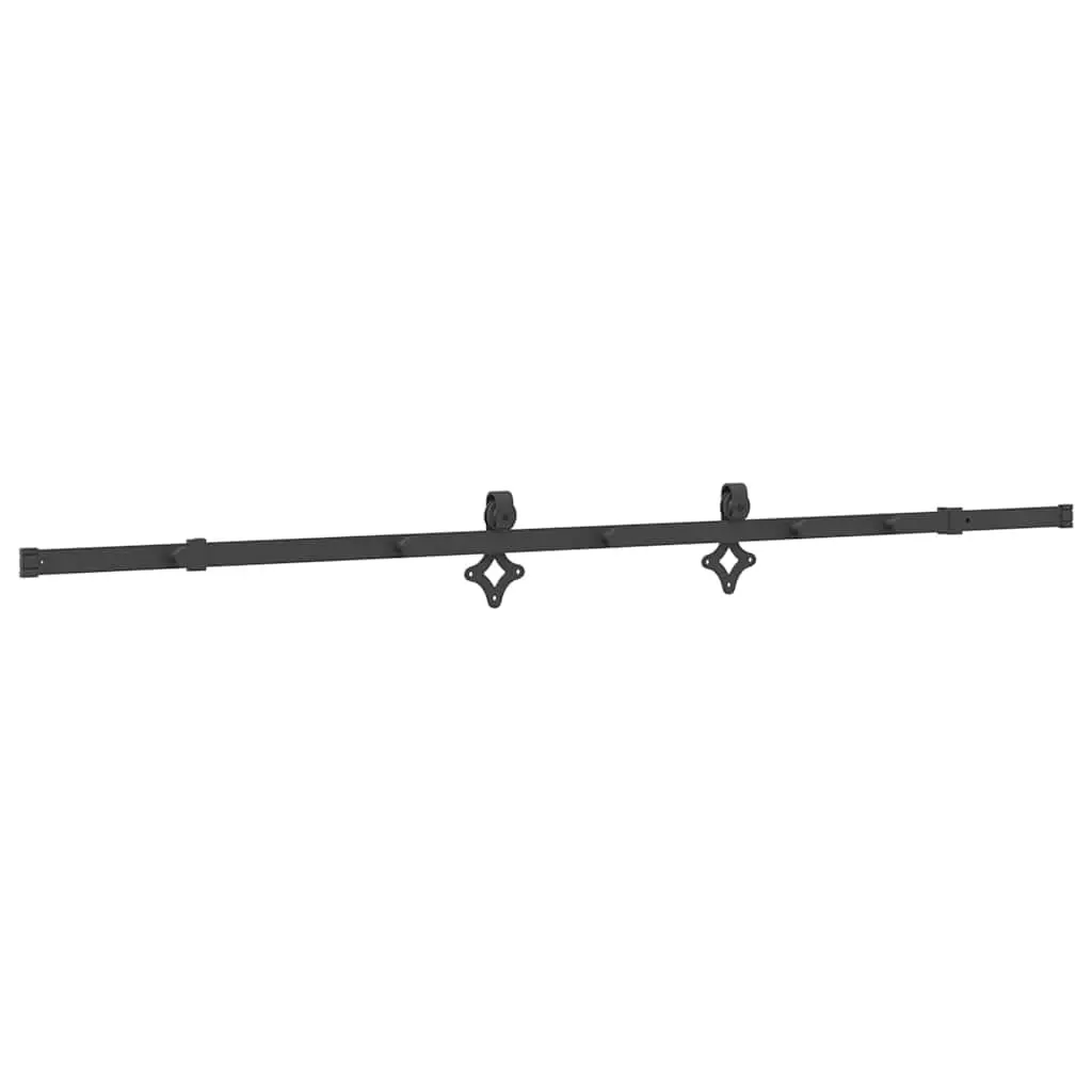 Steel Track Sliding Door Hardware Kit 213.5cm Black System for Interior Use