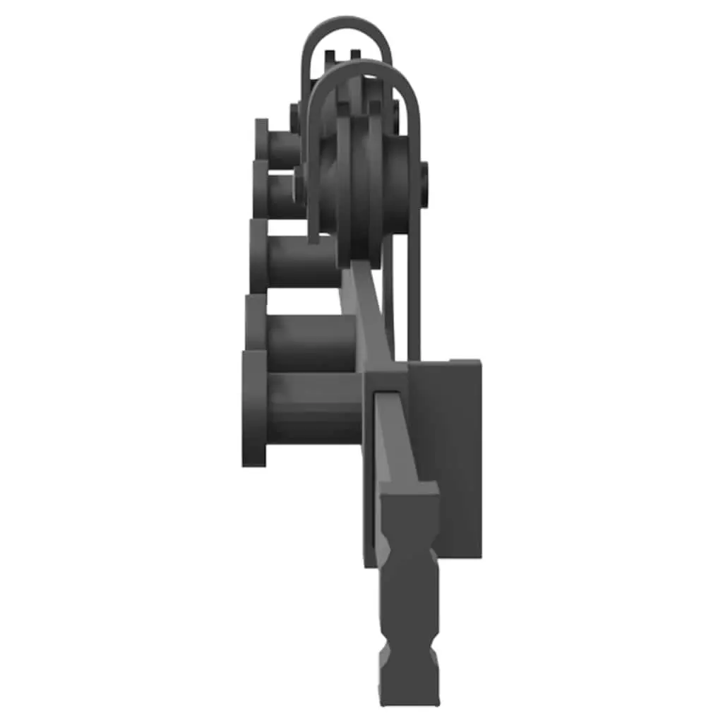 Steel Track Sliding Door Hardware Kit 213.5cm Black System for Interior Use