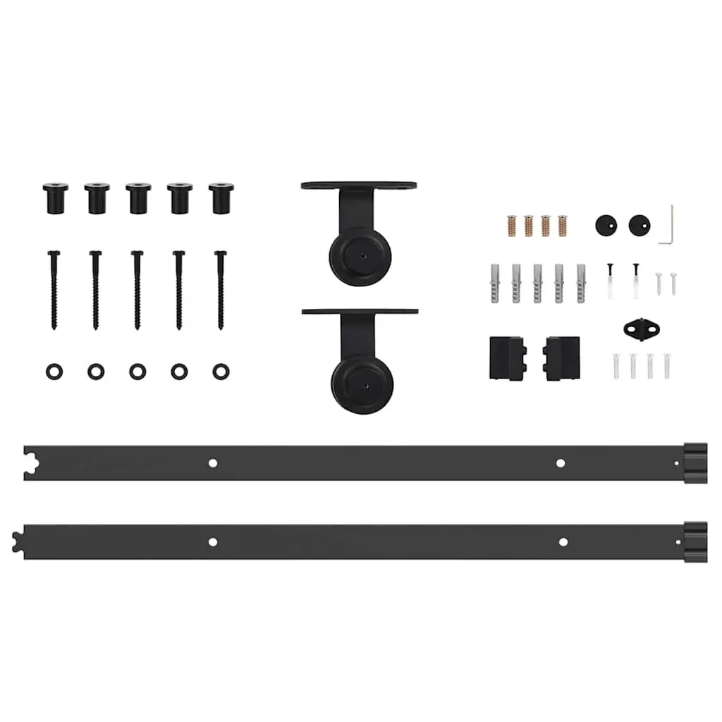 Sliding Door Hardware Kit Sliding Movement 152.5cm Black Steel Track Rail System