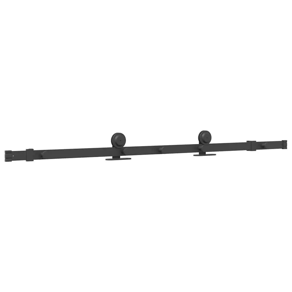 Sliding Door Hardware Kit Sliding Movement 152.5cm Black Steel Track Rail System