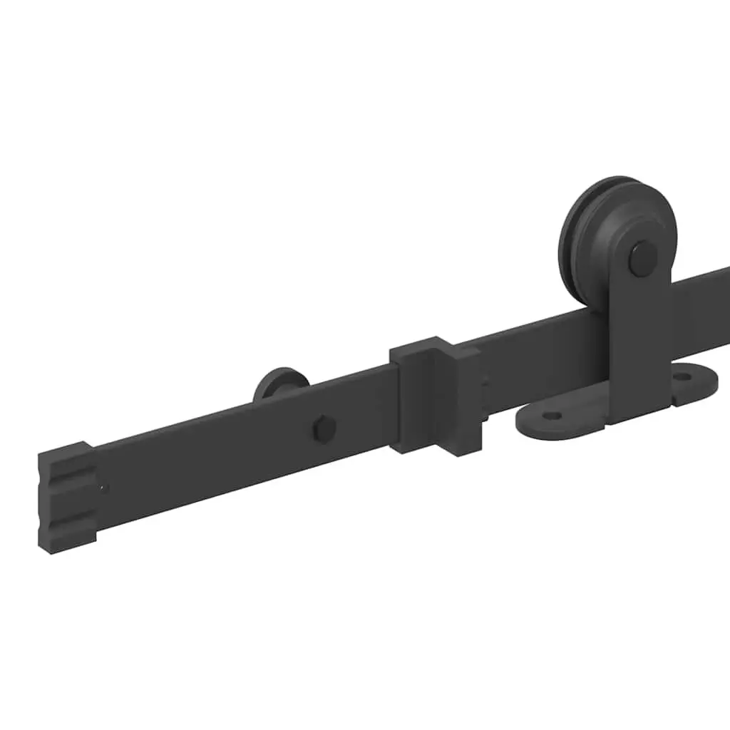 Sliding Door Hardware Kit Sliding Movement 152.5cm Black Steel Track Rail System