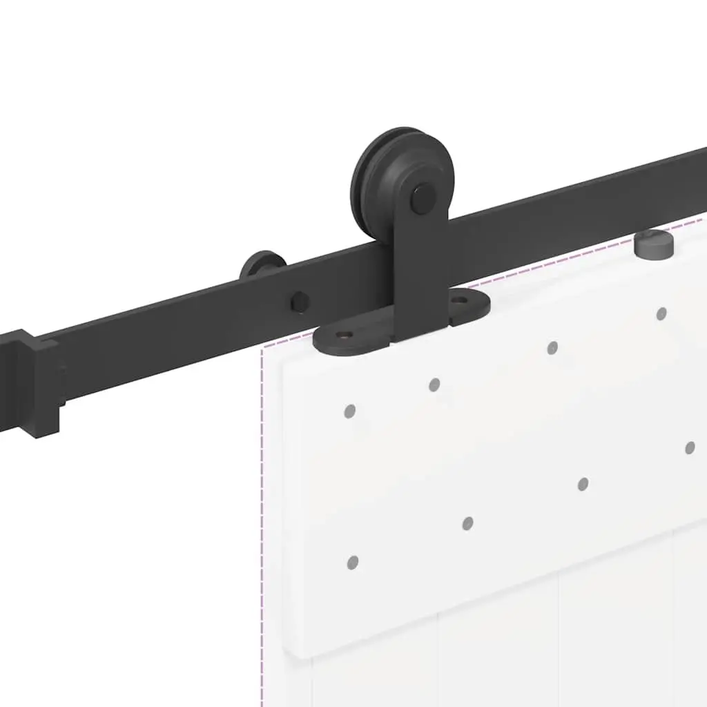Steel Sliding Door Track Rail Kit Black 213.5cm for Smooth Quiet Operation Suitable for Interior Doors