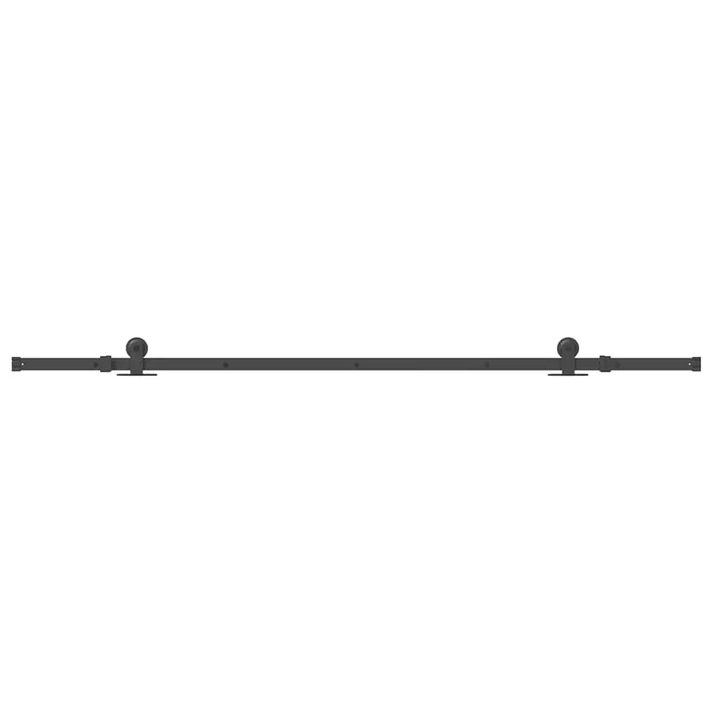 Steel Sliding Door Track Rail Kit Black 213.5cm for Smooth Quiet Operation Suitable for Interior Doors