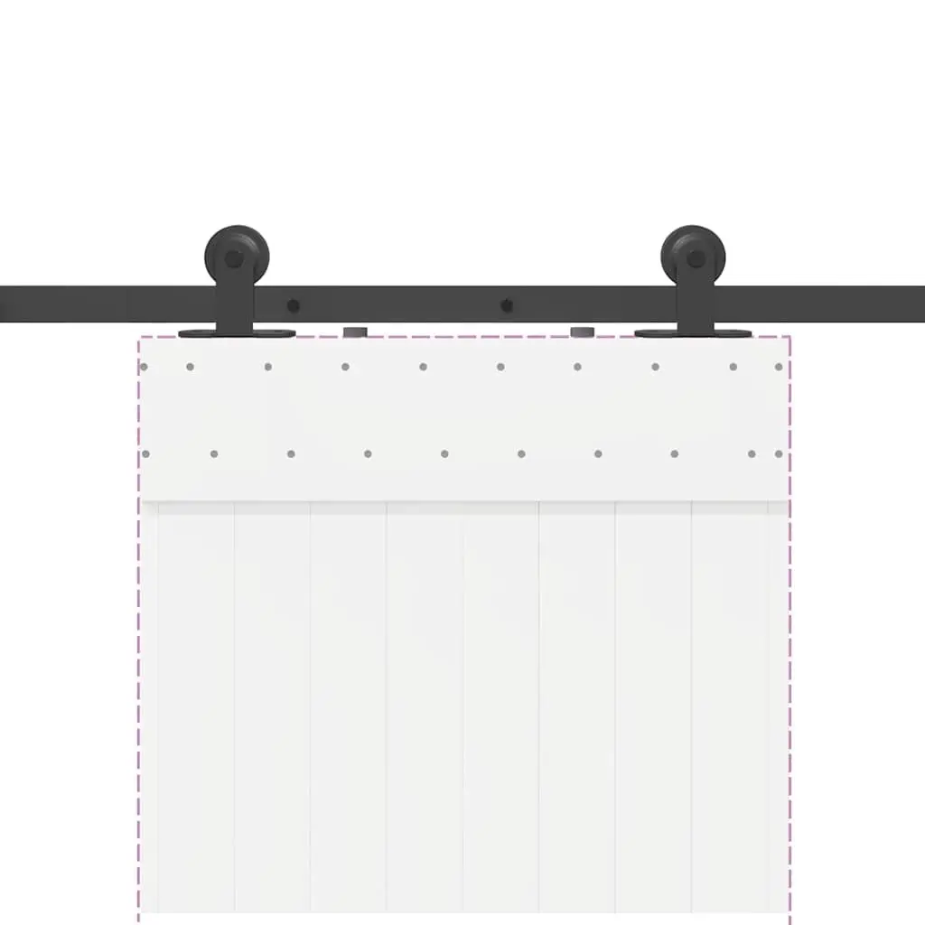 Steel Sliding Door Track Rail Kit Black 213.5cm for Smooth Quiet Operation Suitable for Interior Doors