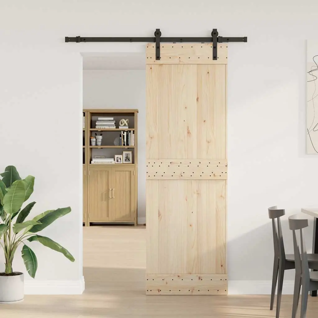 Sliding Door Hardware Kit Black 213.5cm Steel Track Rail Barn Door System