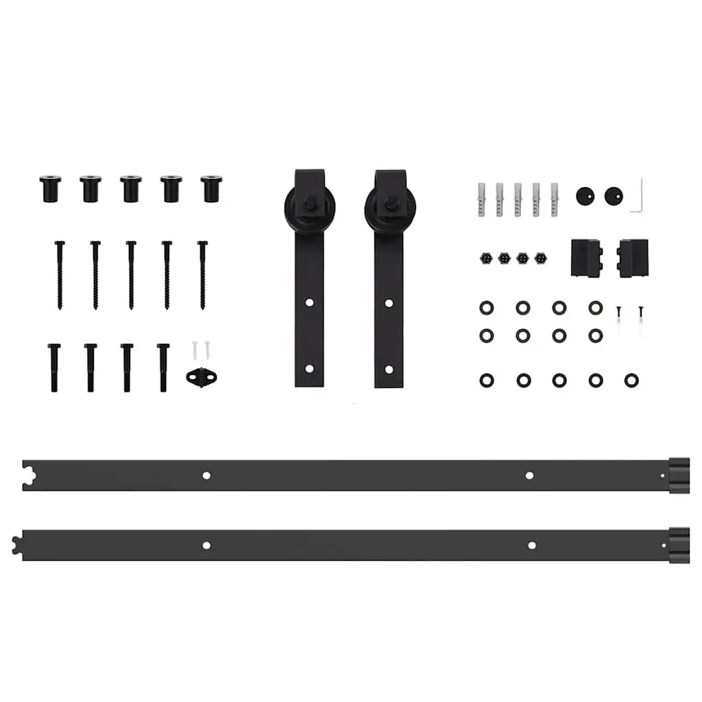 Sliding Door Hardware Kit Black 213.5cm Steel Track Rail Barn Door System