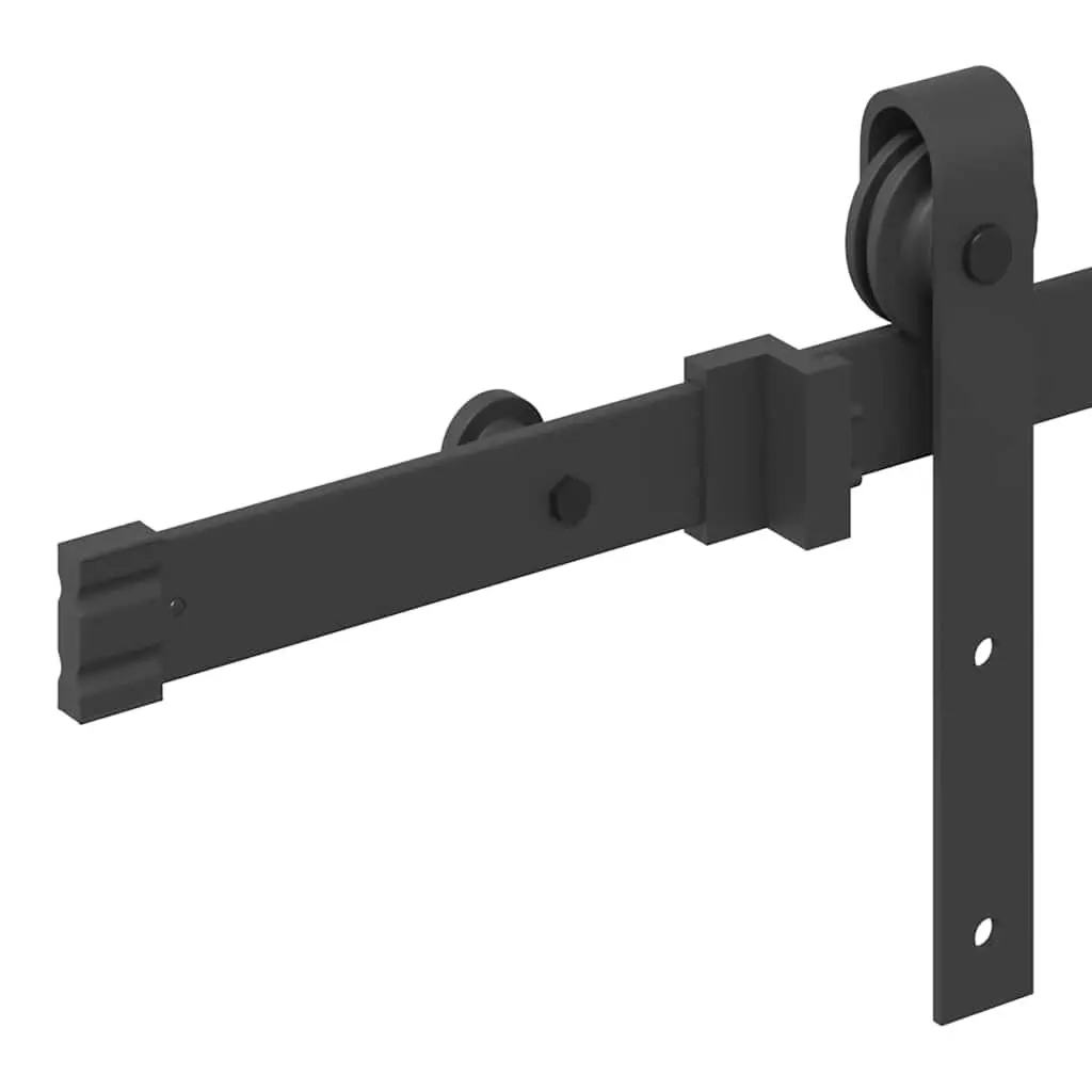 Sliding Door Hardware Kit Black 213.5cm Steel Track Rail Barn Door System