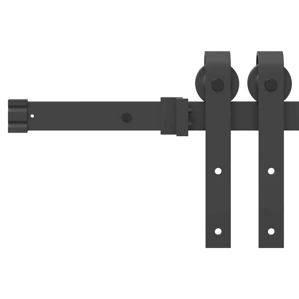 Sliding Door Hardware Kit Black 213.5cm Steel Track Rail Barn Door System
