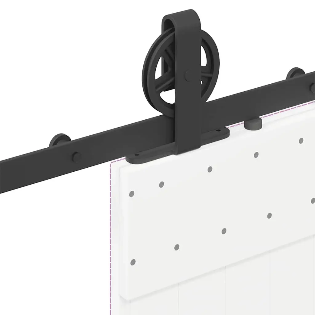 Sliding Door Hardware Kit 183cm Steel Track Rail System Black
