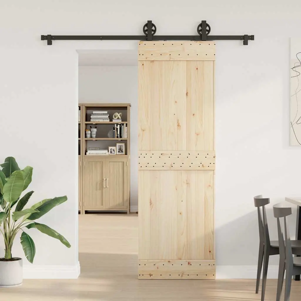 Sliding Door Hardware Kit 183cm Steel Track Rail System Black