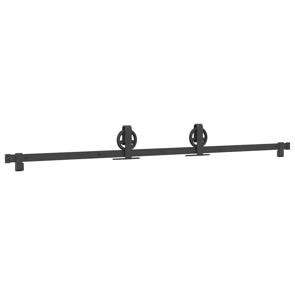 Sliding Door Hardware Kit 183cm Steel Track Rail System Black