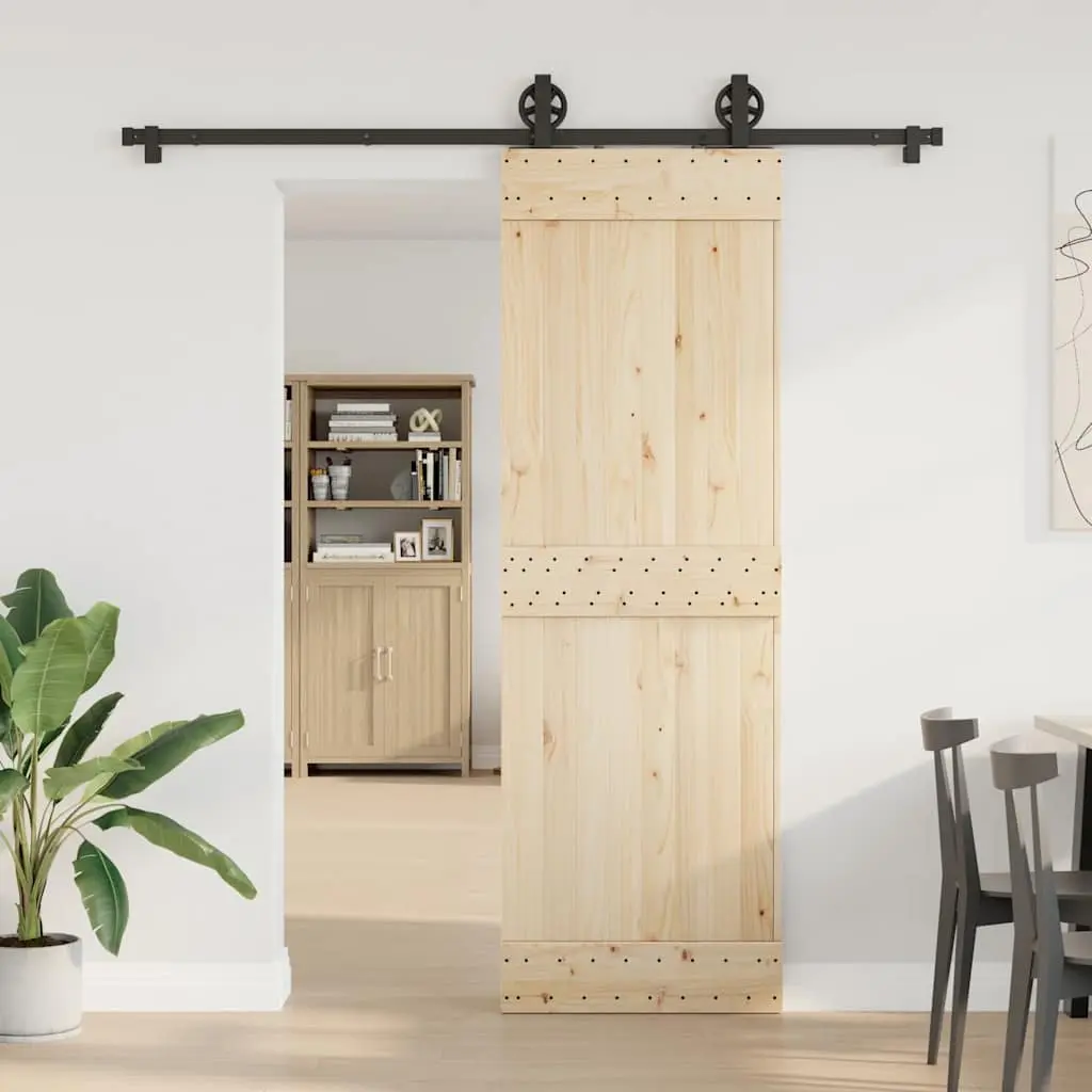 Sliding Door Hardware Kit 200cm Steel Track System Black