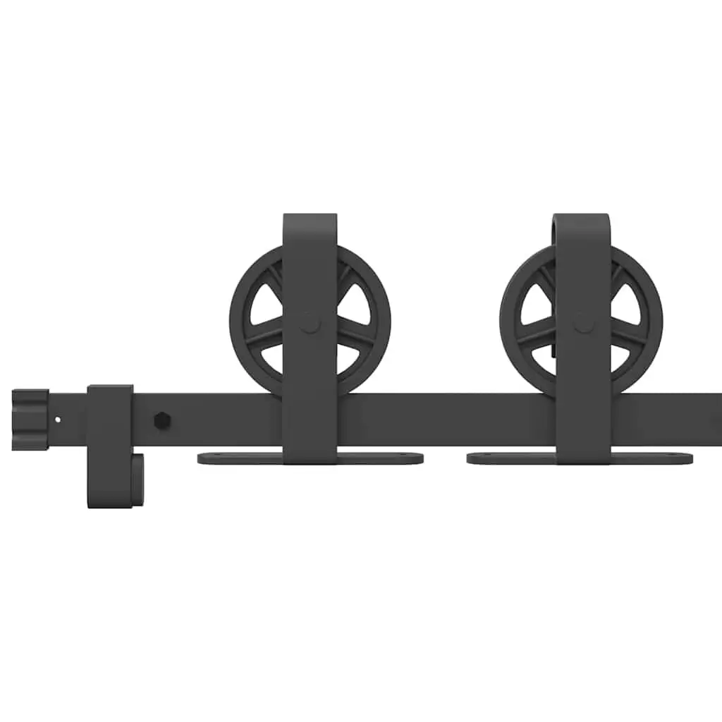 Sliding Door Hardware Kit 200cm Steel Track System Black