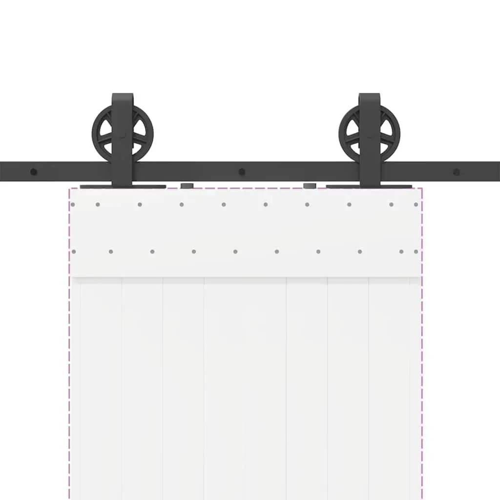 Sliding Door Hardware Kit 200cm Steel Track System Black