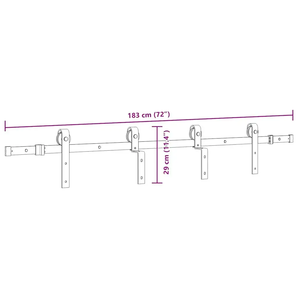 Sliding Door Hardware Kit Interior Doors 183cm Black Steel Track Rail System