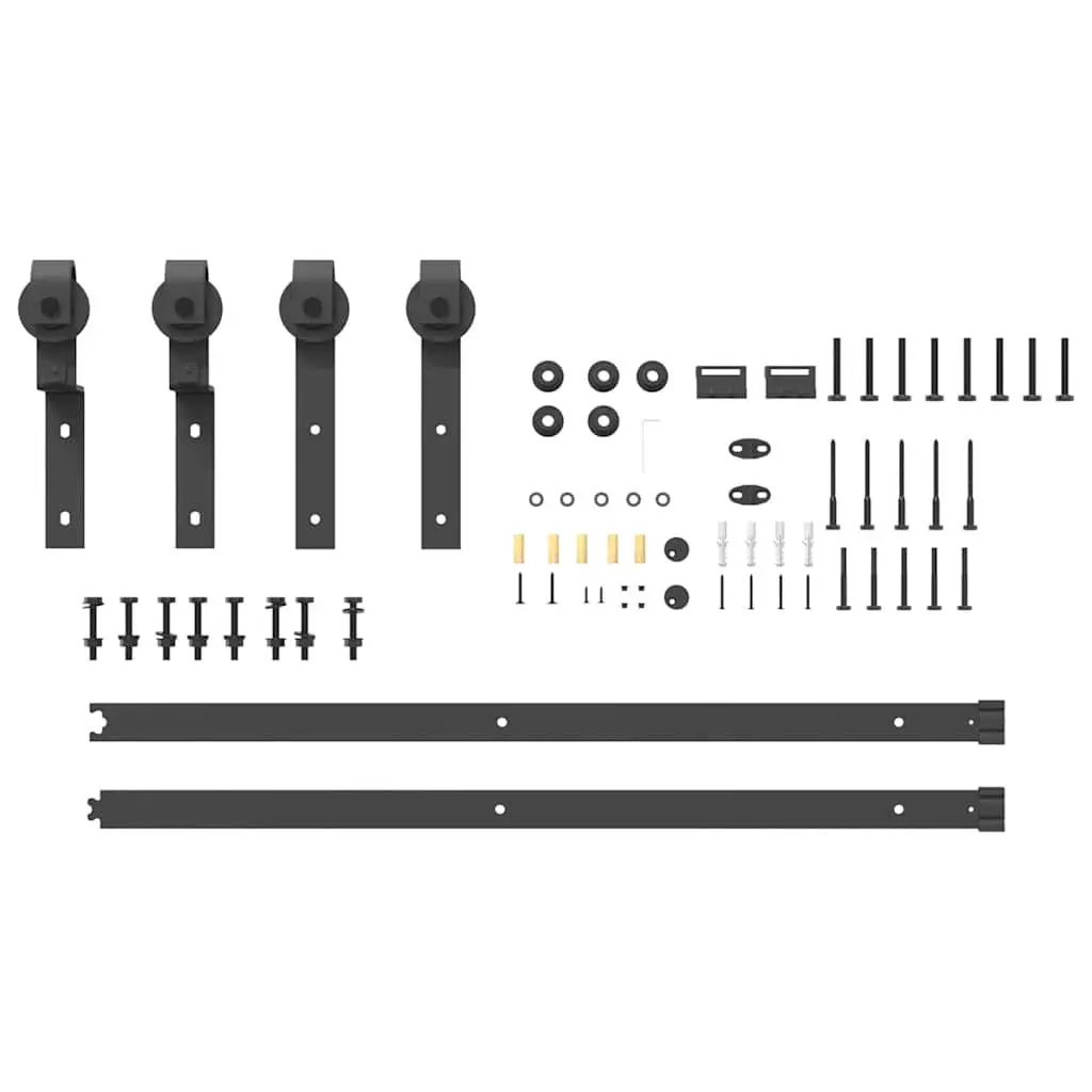 Sliding Door Hardware Kit Interior Doors 183cm Black Steel Track Rail System