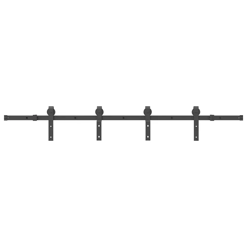 Sliding Door Hardware Kit 200cm Steel Black Track Rail System