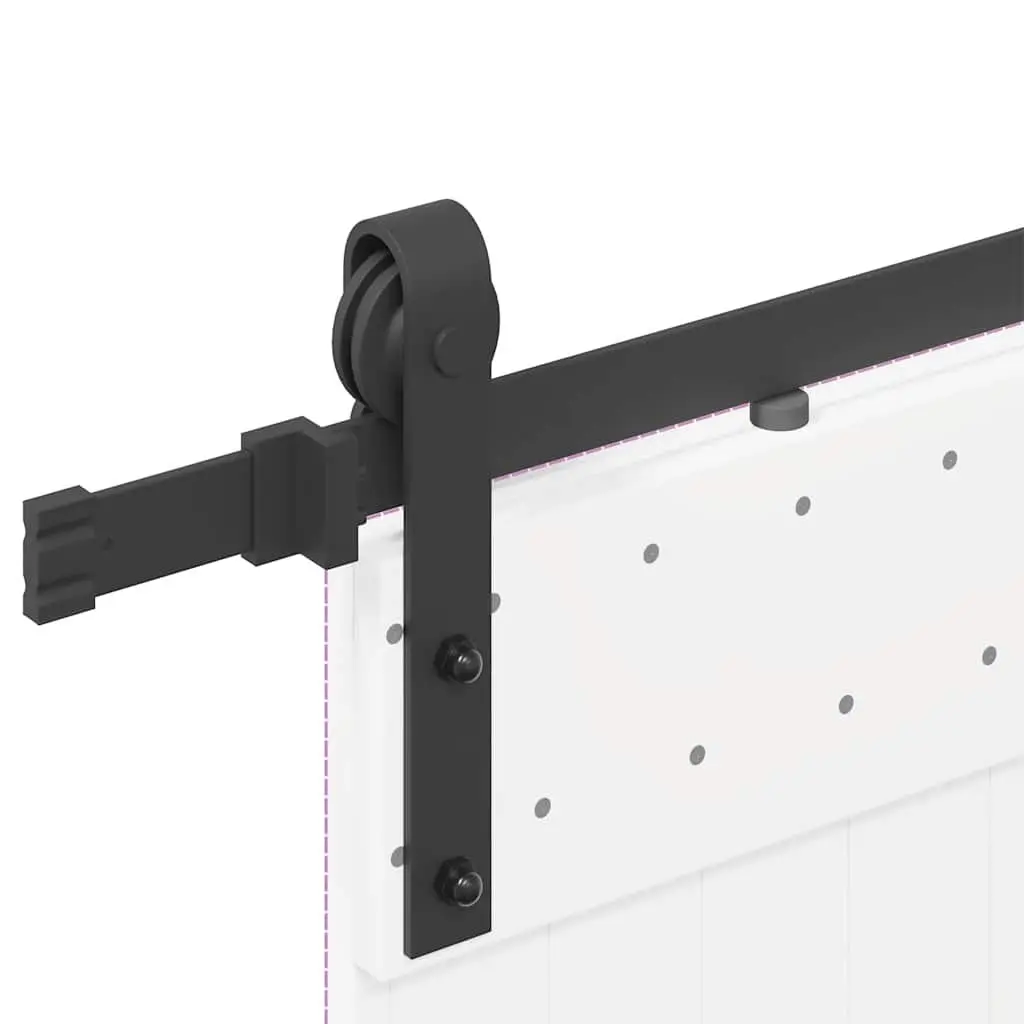 Sliding Door Hardware Kit 200cm Steel Black Track Rail System