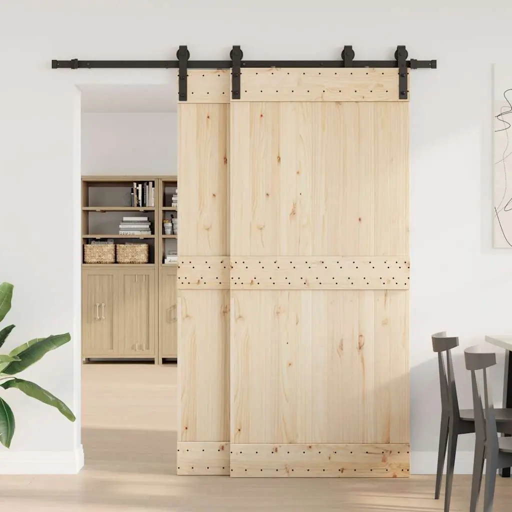 Sliding Door Hardware Kit 200cm Steel Black Track Rail System