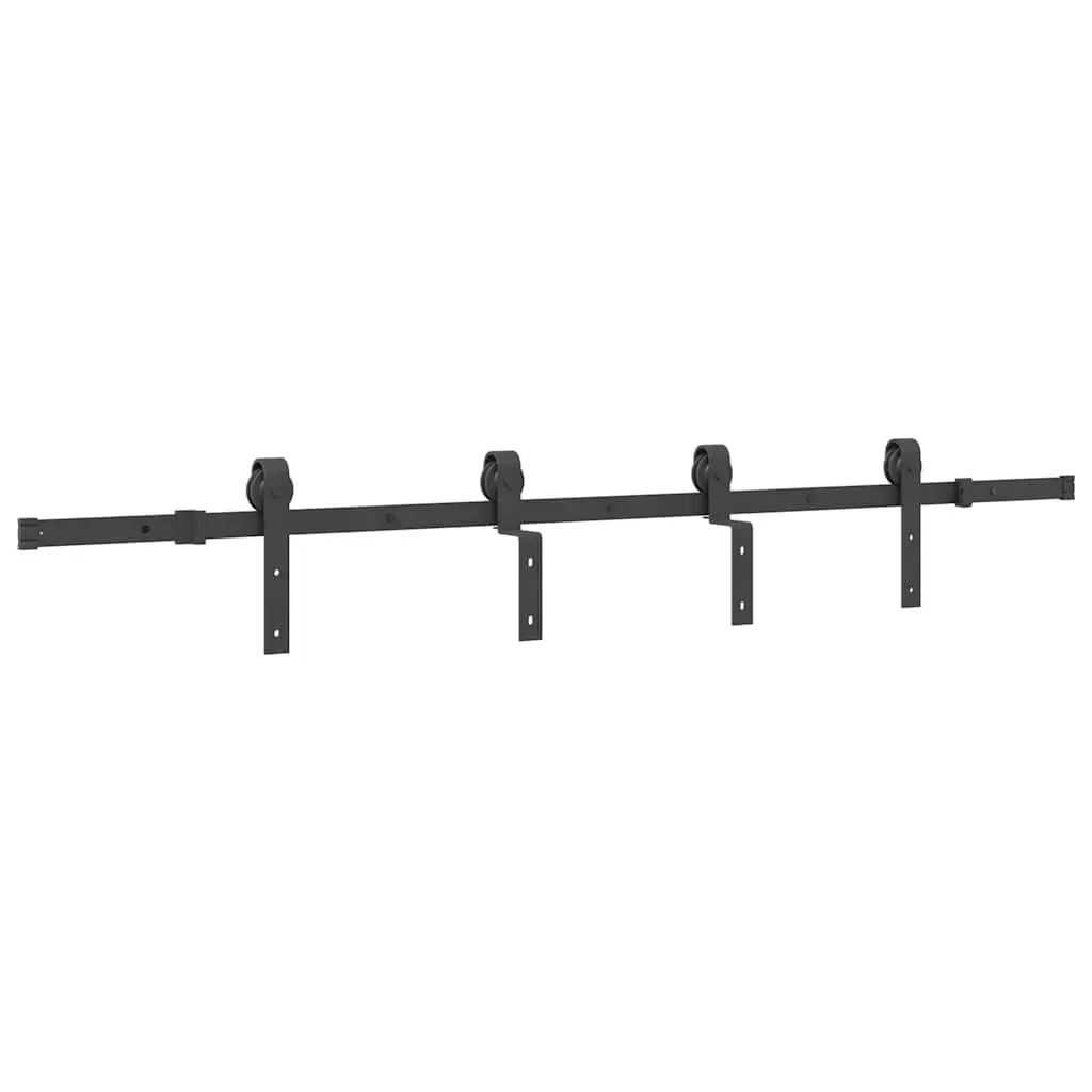 Sliding Door Hardware Kit 200cm Steel Black Track Rail System