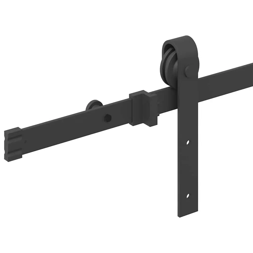 Sliding Door Hardware Kit 200cm Steel Black Track Rail System