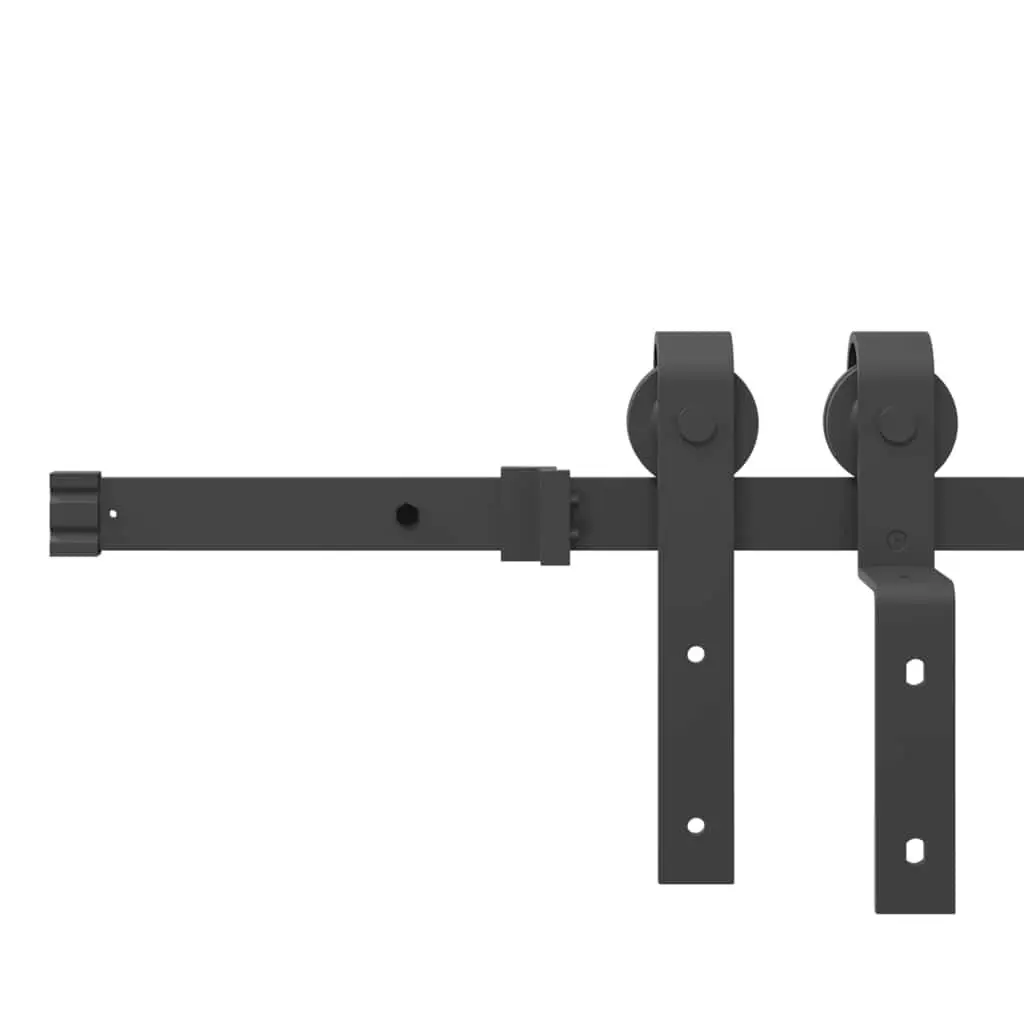 Sliding Door Hardware Kit 200cm Steel Black Track Rail System