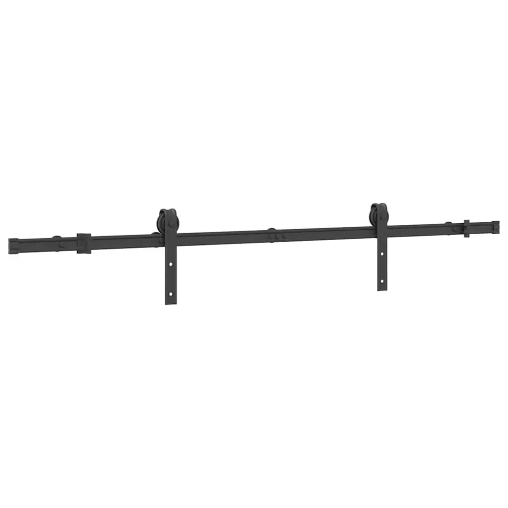 Sliding Door Hardware Kit Indoor Use 183cm Steel Black Track Rail System