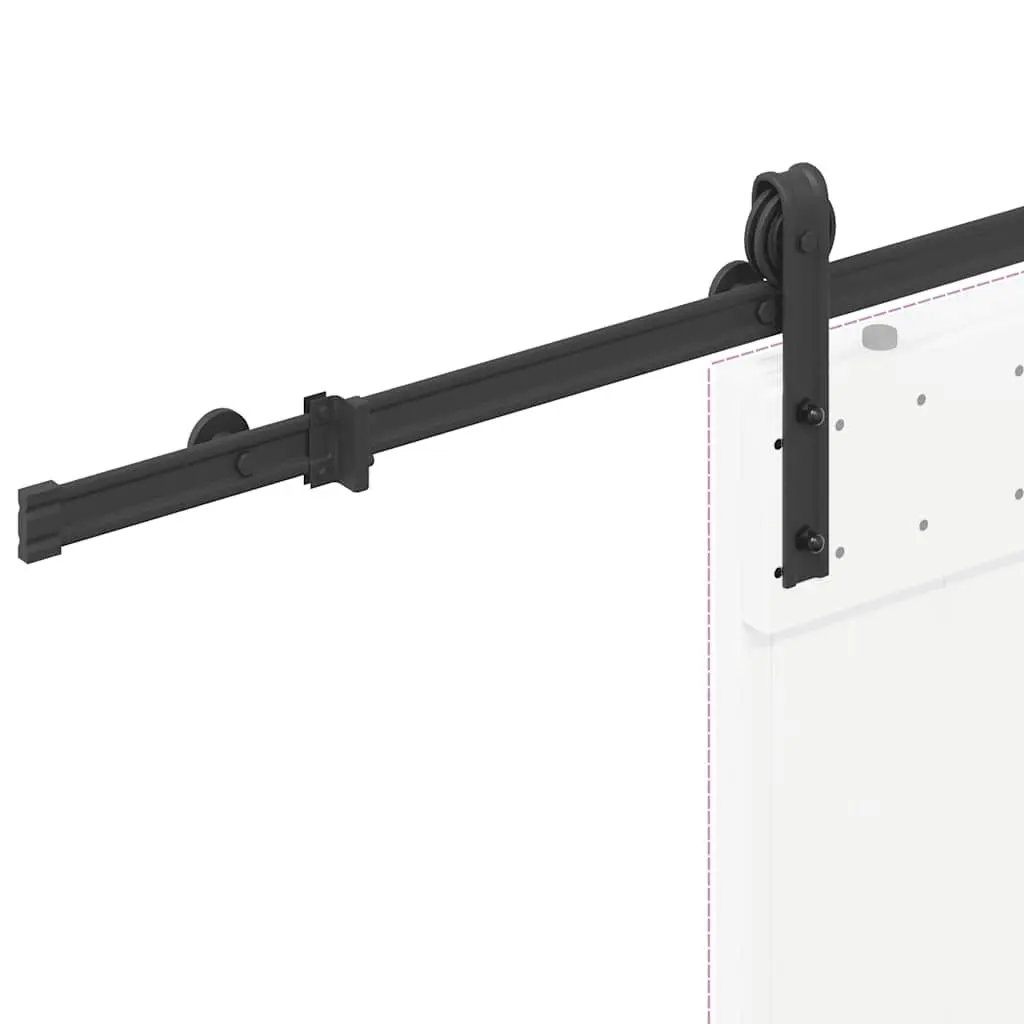 Sliding Door Hardware Kit Indoor Use 183cm Steel Black Track Rail System