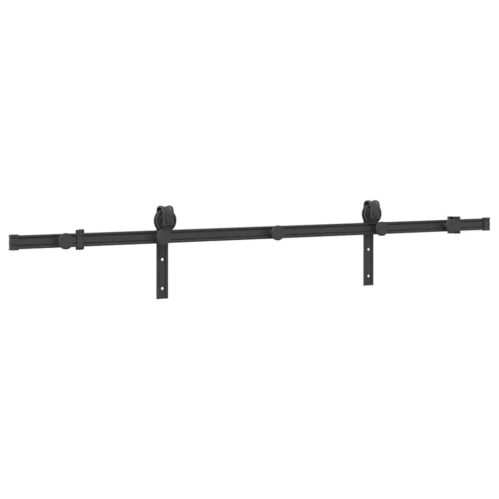 Sliding Door Hardware Kit Indoor Use 183cm Steel Black Track Rail System