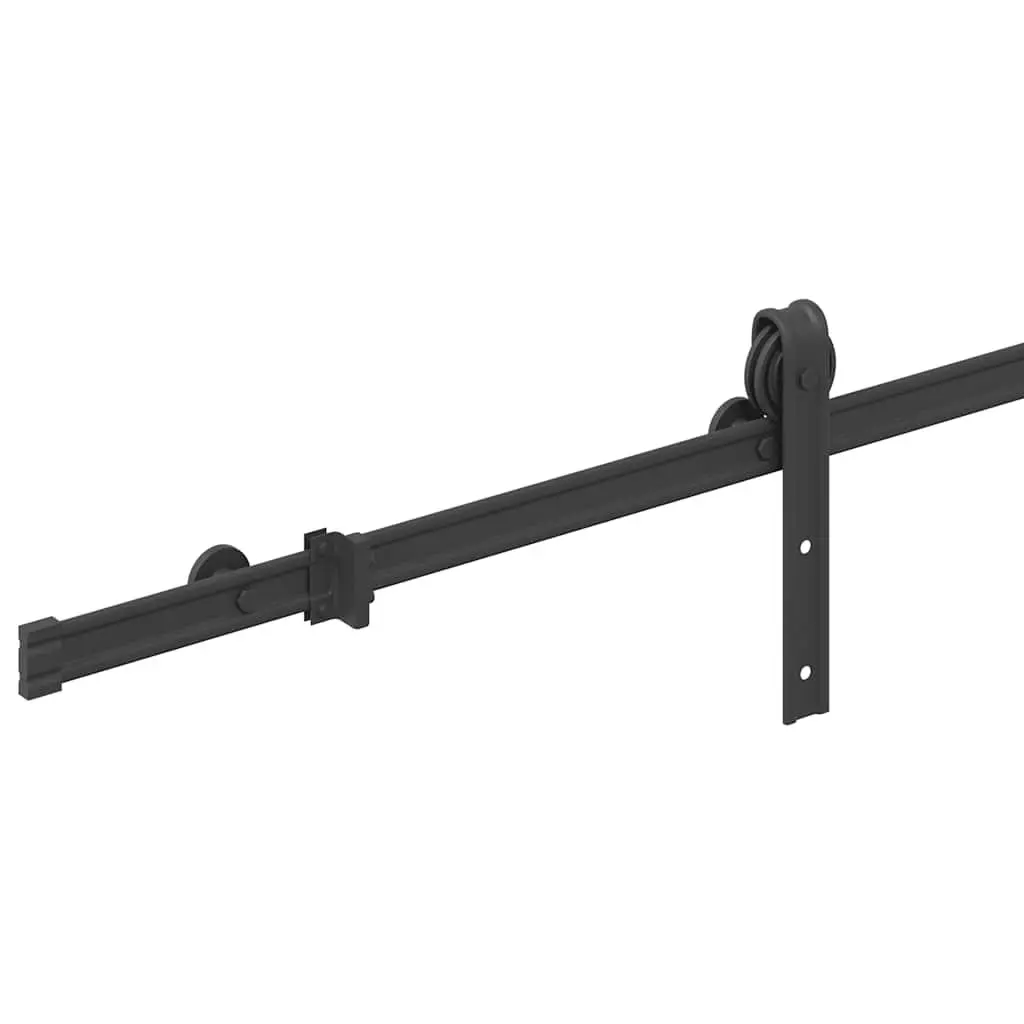Sliding Door Hardware Kit Indoor Use 183cm Steel Black Track Rail System