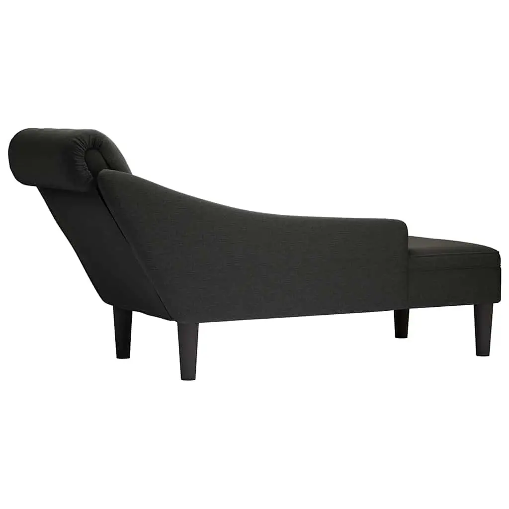 Chaise Lounge Chair Relaxation Black Fabric Right Armrest