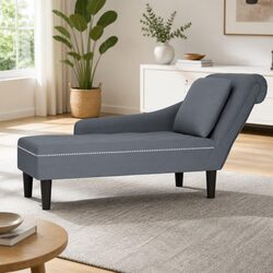 Comfortable and Valuable Grey Velvet Chaise Lounge