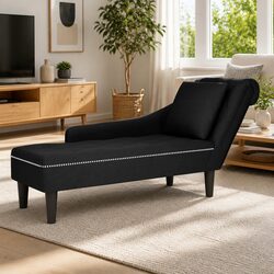 Practical Black Velvet Chaise Lounge with Comfort