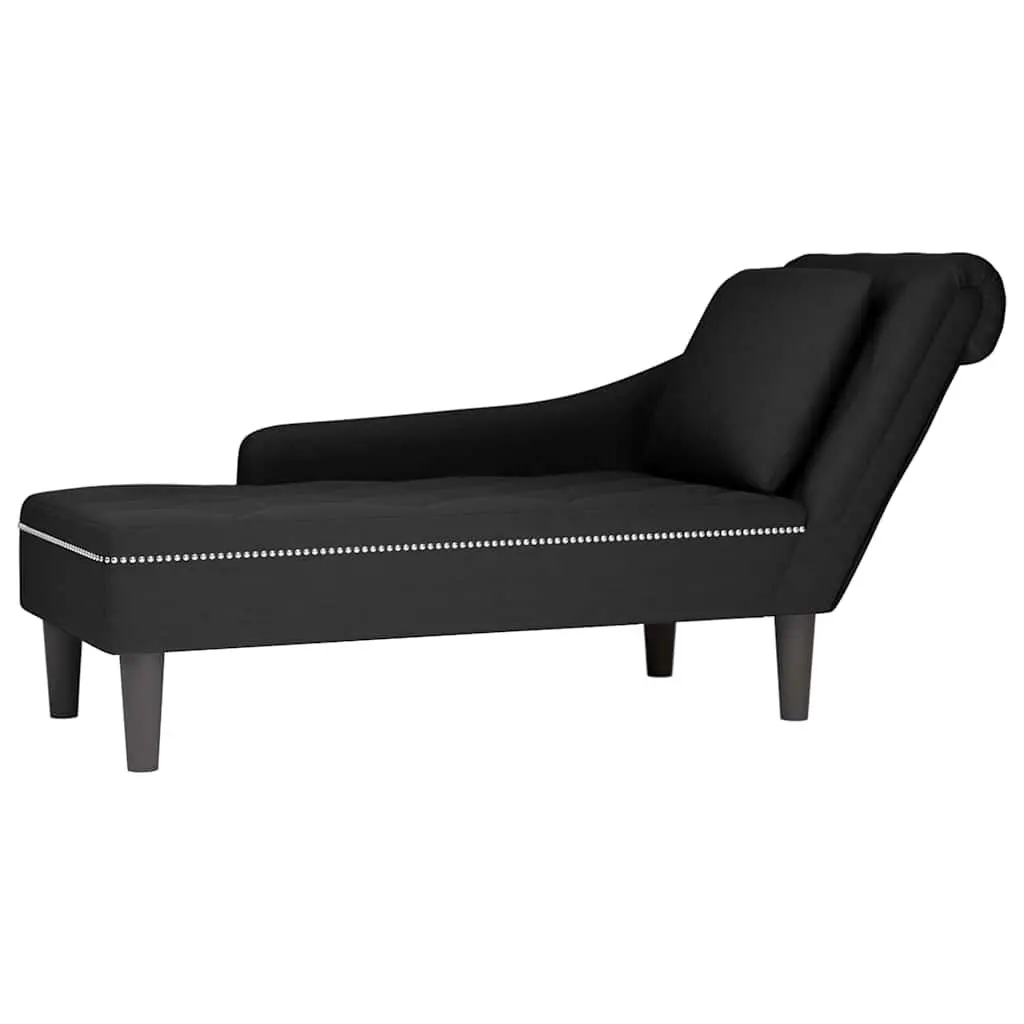 Chaise Lounge Black Velvet with Pillow Button Tufted Living Room Furniture