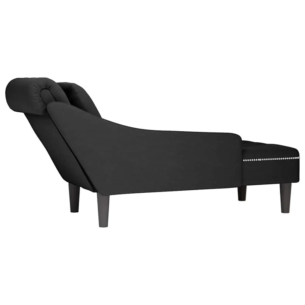 Chaise Lounge Black Velvet with Pillow Button Tufted Living Room Furniture