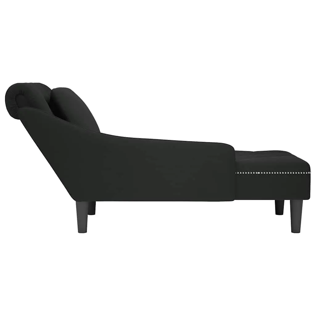 Chaise Lounge Black Velvet with Pillow Button Tufted Living Room Furniture