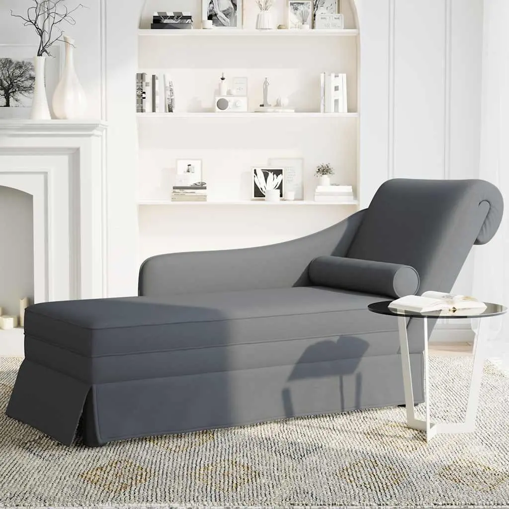 Dark Grey Chaise Lounge with Armrest