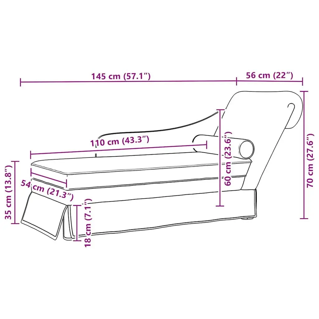 Dark Grey Chaise Lounge with Armrest