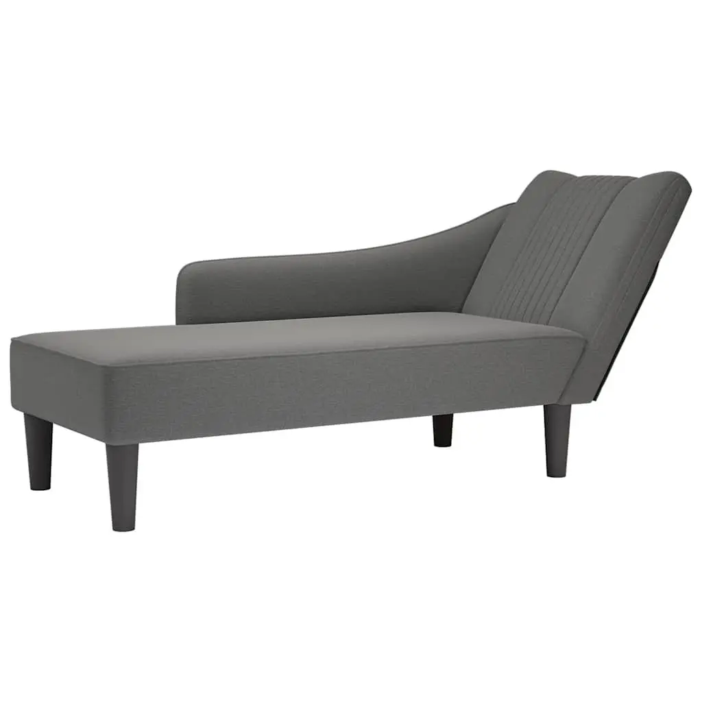 Chaise Lounge with Right Armrest Grey Fabric Comfortable Lounger Living Room